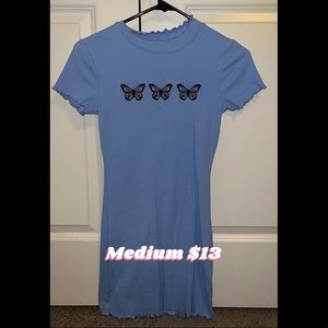 Blue butterfly patch bodycon dress